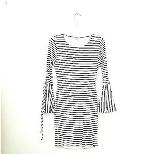 (EUC) Charlotte Russe White and Black Striped Midi Dress